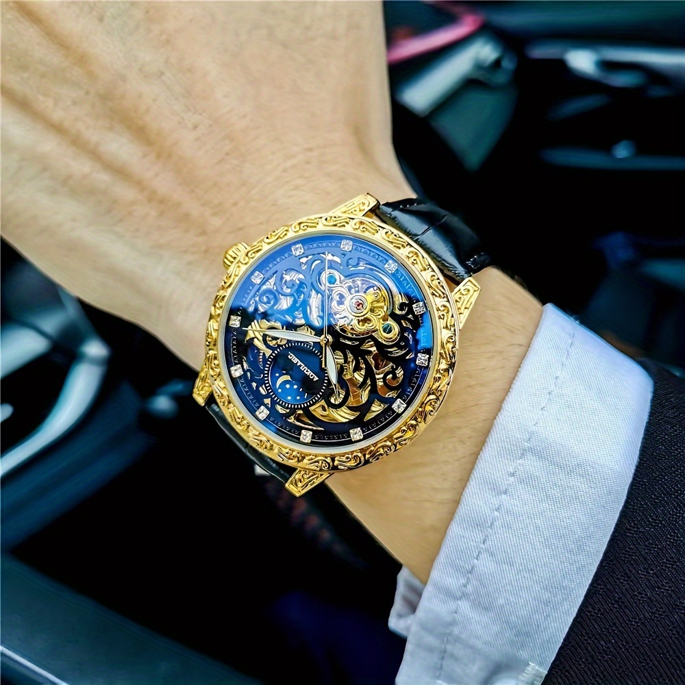 Luxury Watch Engraving - Relógio Mecânico Masculino de Alta Qualidade,