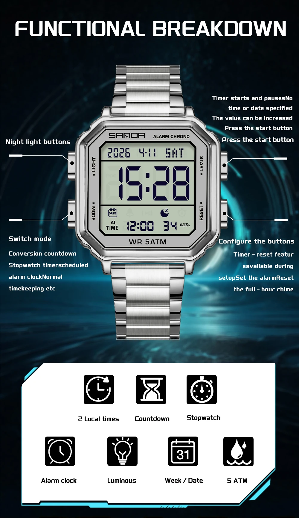 Relógio Eletrônico Masculino S - Luxury Watch Tier avaliação e preço